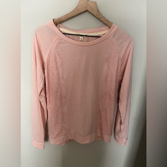 Rewind Tops - REWIND long sleeve pink shirt with lace size medium nwt